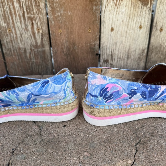 Lilly Pulitzer Women’s Marlo Blue Pink Espadrille Platform Loafer Shoe Size 8 - Picture 7 of 11